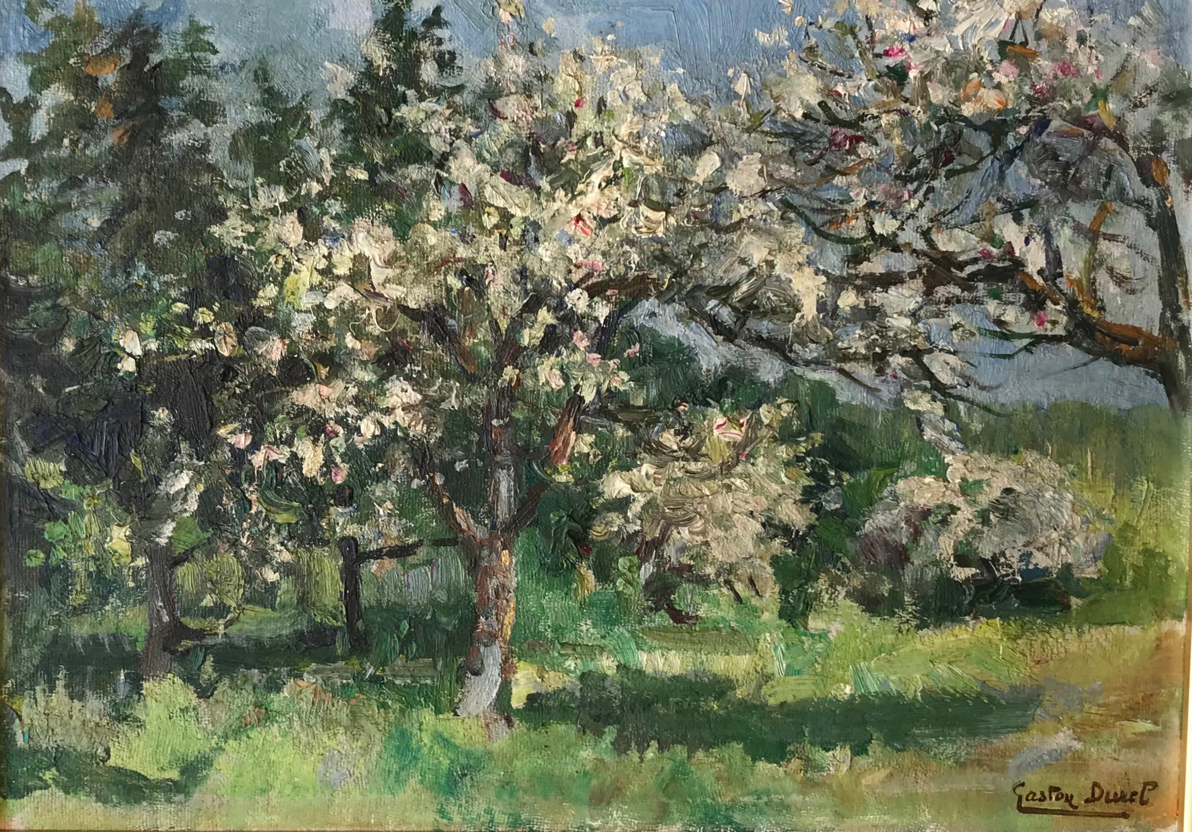 Gaston Durel Landscape Painting - flowering orchard