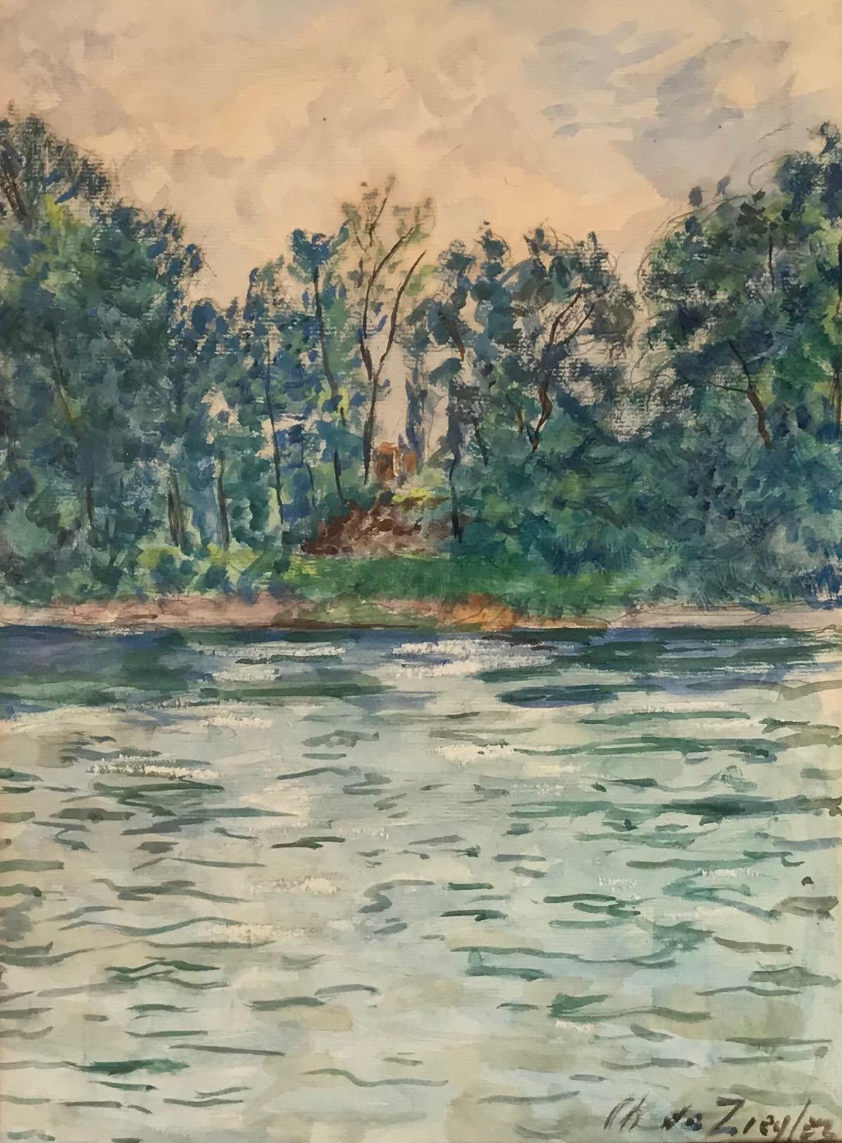Charles De Ziegler Landscape Painting - Riverside