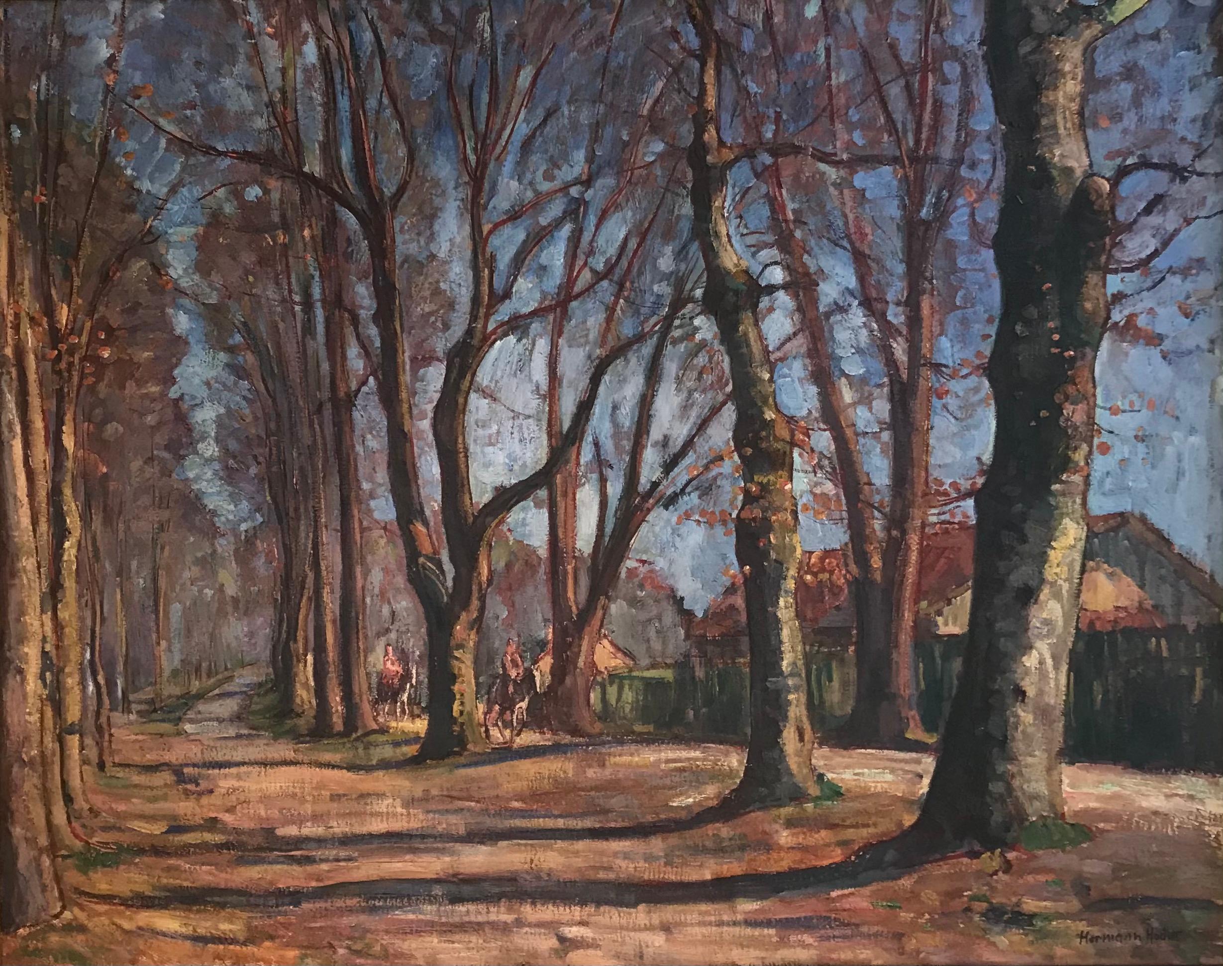 "Walk in the forest risière" by Hermann Holder - Oil on canvas