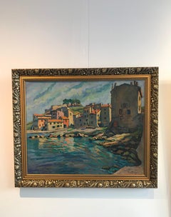 "Port of Saint Tropez" by Richard Berger - oil on cardboard 48x60 cm