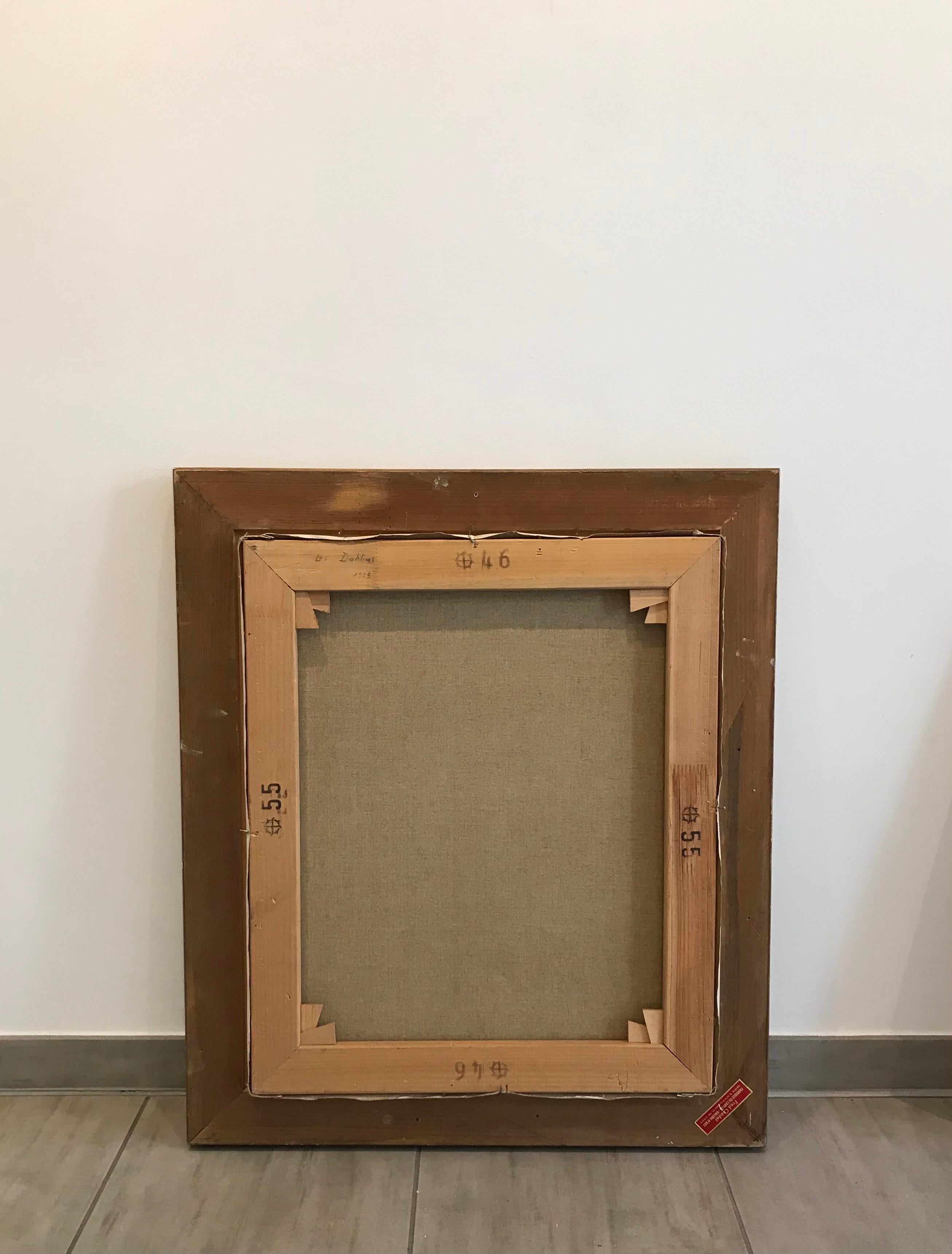 Huile sur toile Dahlias de Roger Delapierre, 46 x55 cm en vente 7