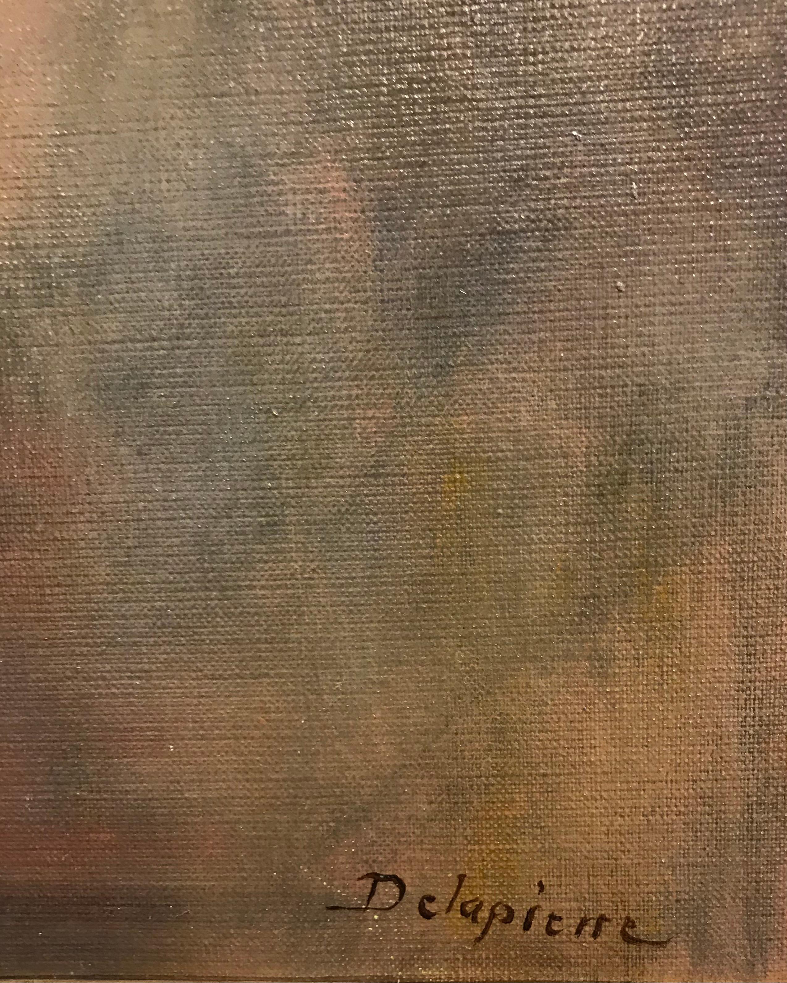 Huile sur toile Dahlias de Roger Delapierre, 46 x55 cm en vente 2