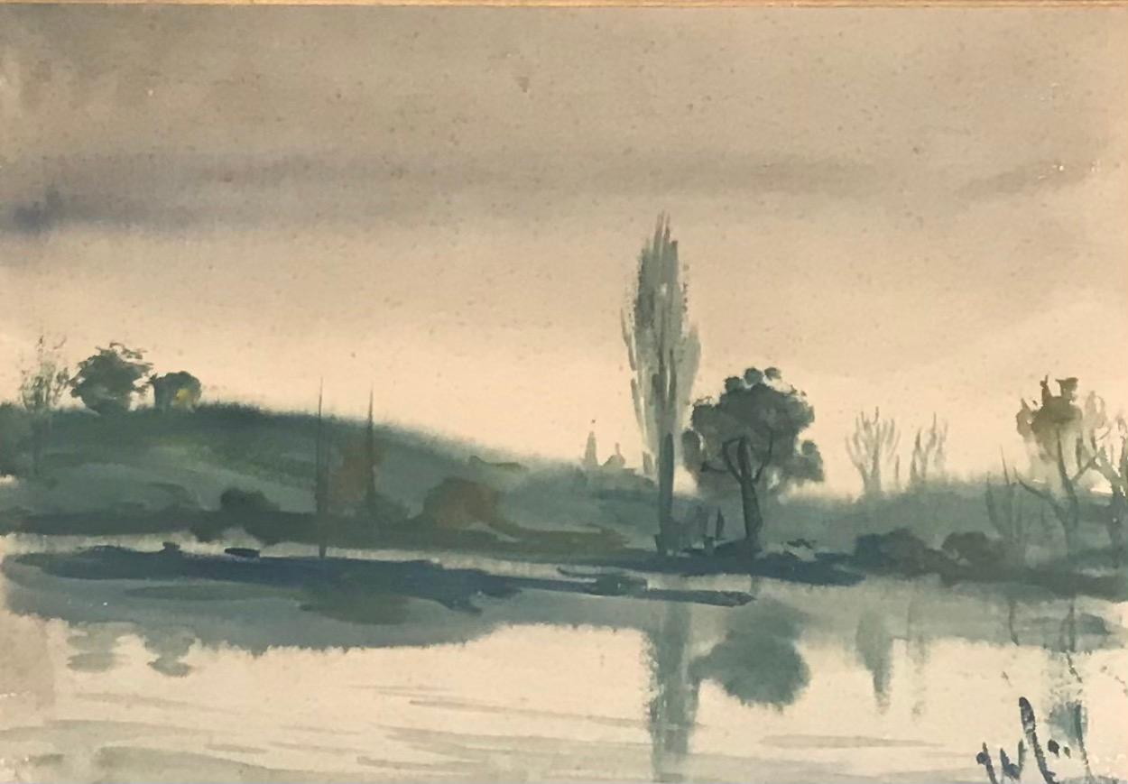 Sergio Cecchi Landscape Painting - Lake landscape