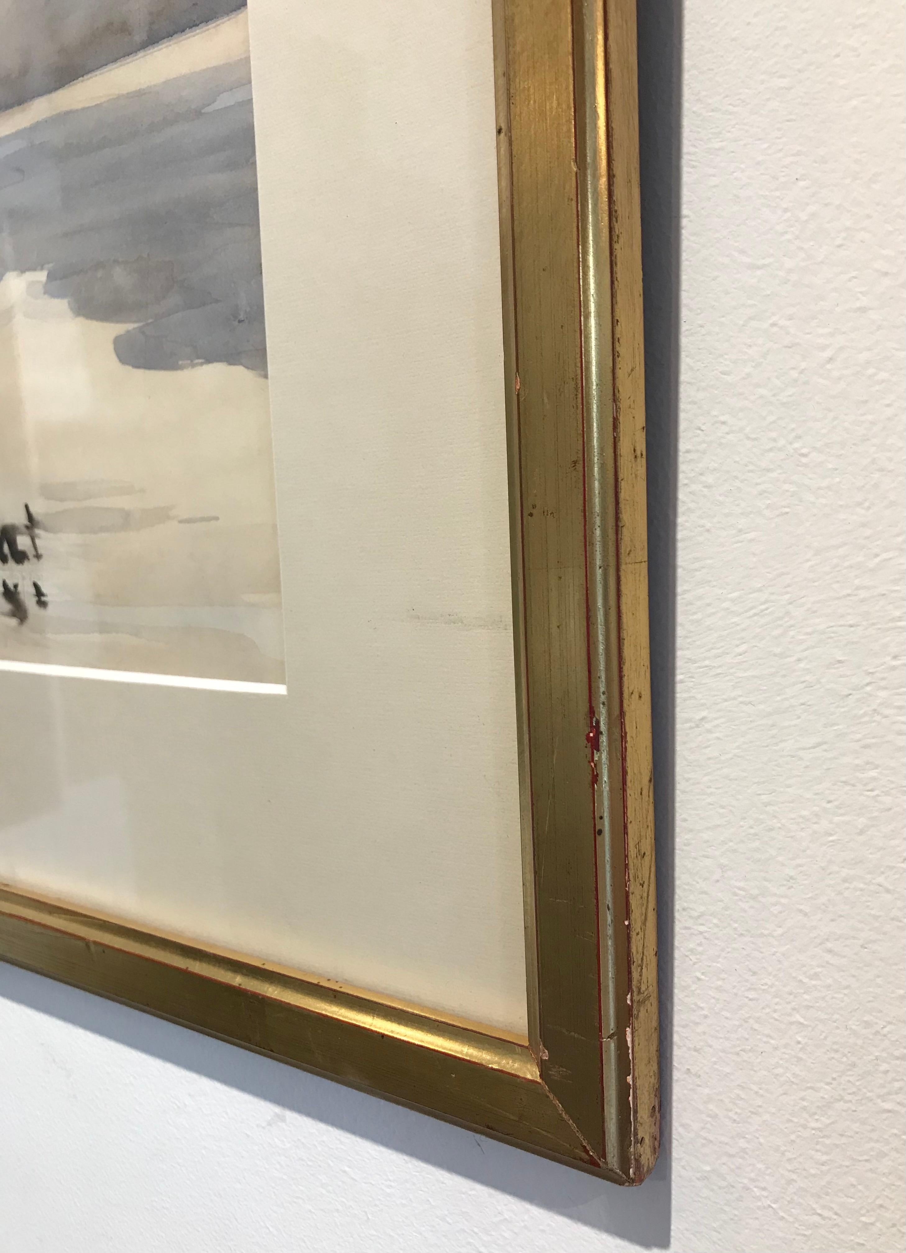„Landschaft auf dem Wasser“ von Sergio Cecchi – Aquarell im Angebot 4