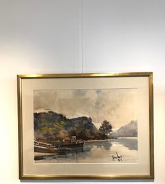 „Landschaft auf dem Wasser“ von Sergio Cecchi – Aquarell