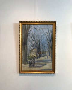 "Passeggiata di un neonato" di Charles De Ziegler - Acquerello a pastello