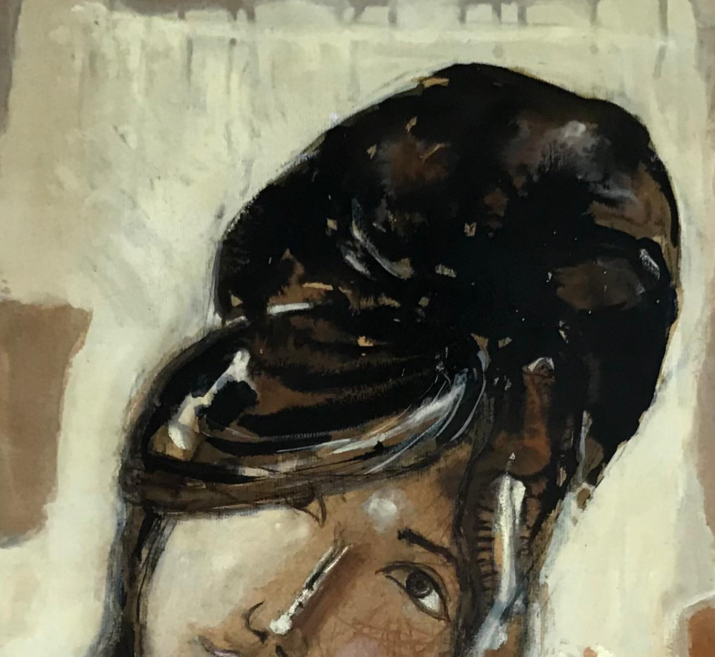 The woman with the bun by Paul Delapoterie - Oil on wood 42x61 cm 2