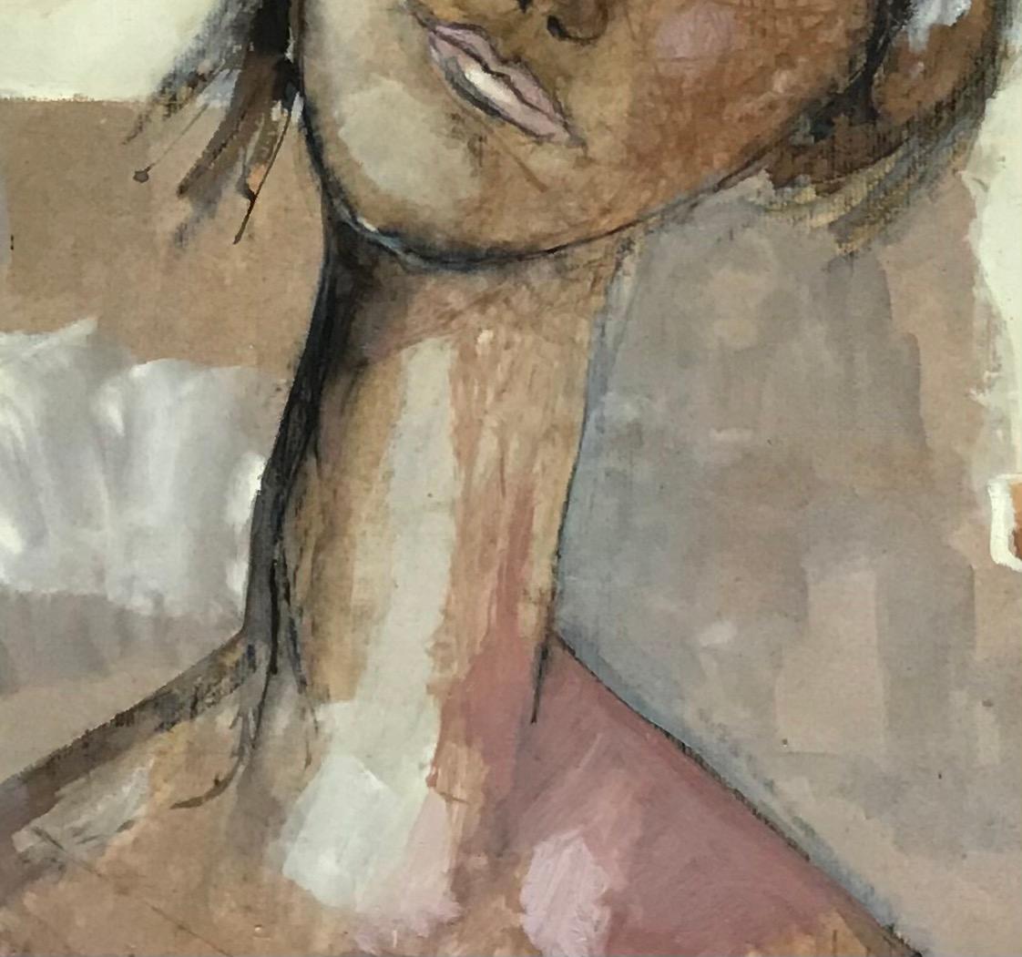 The woman with the bun by Paul Delapoterie - Oil on wood 42x61 cm 3