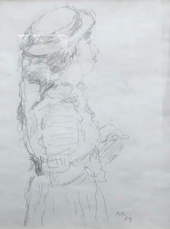 Sketch of young woman in hat