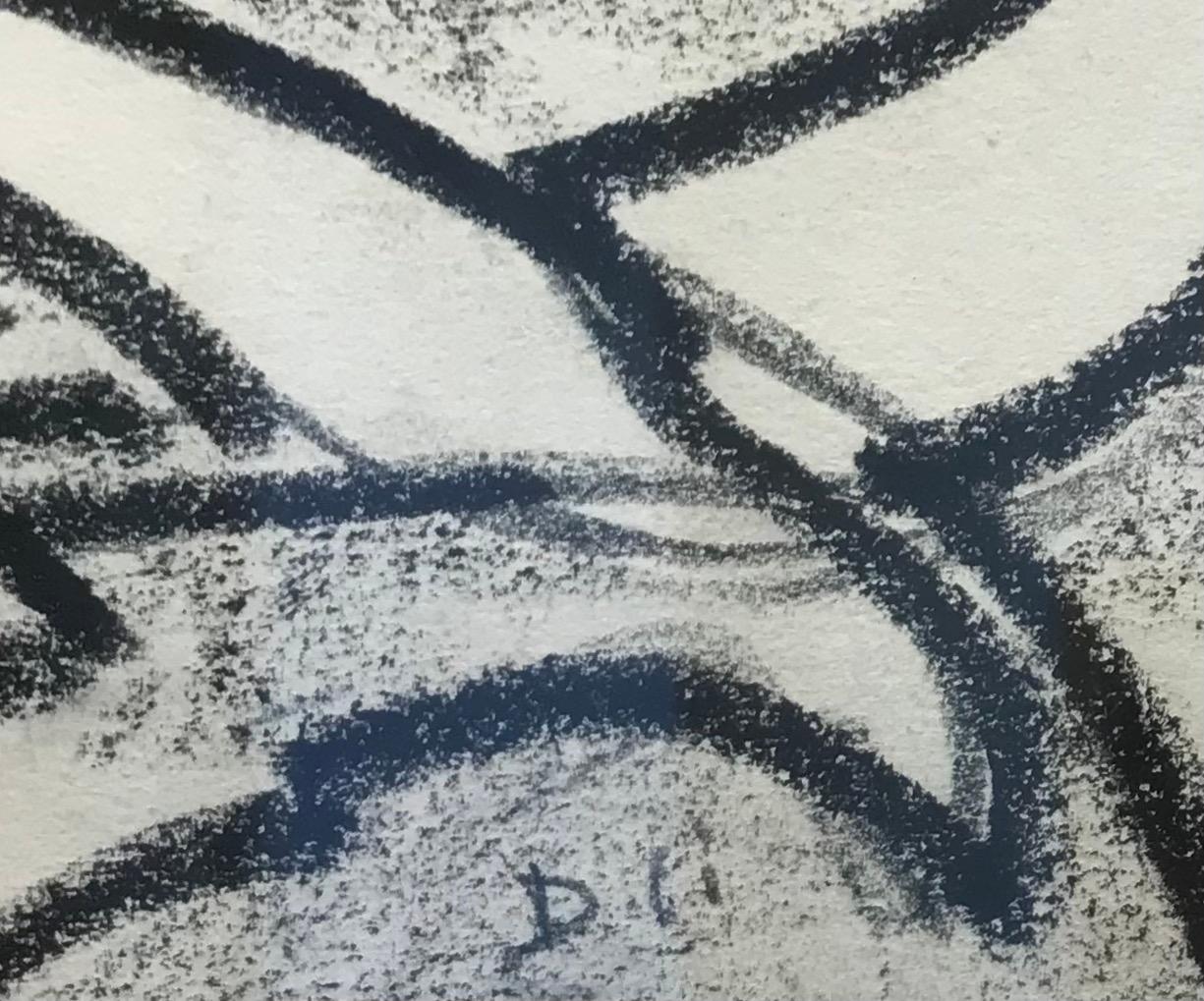 Abstract composition by Julien Dinou - Charcoal on paper A4 size For Sale 2