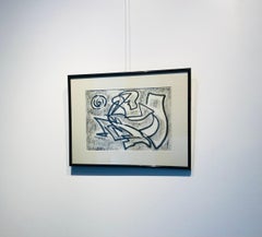 Abstract composition by Julien Dinou - Charcoal on paper A4 size