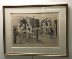 Dance school by Benjamin II Vautier - Drawing 33x46 cm