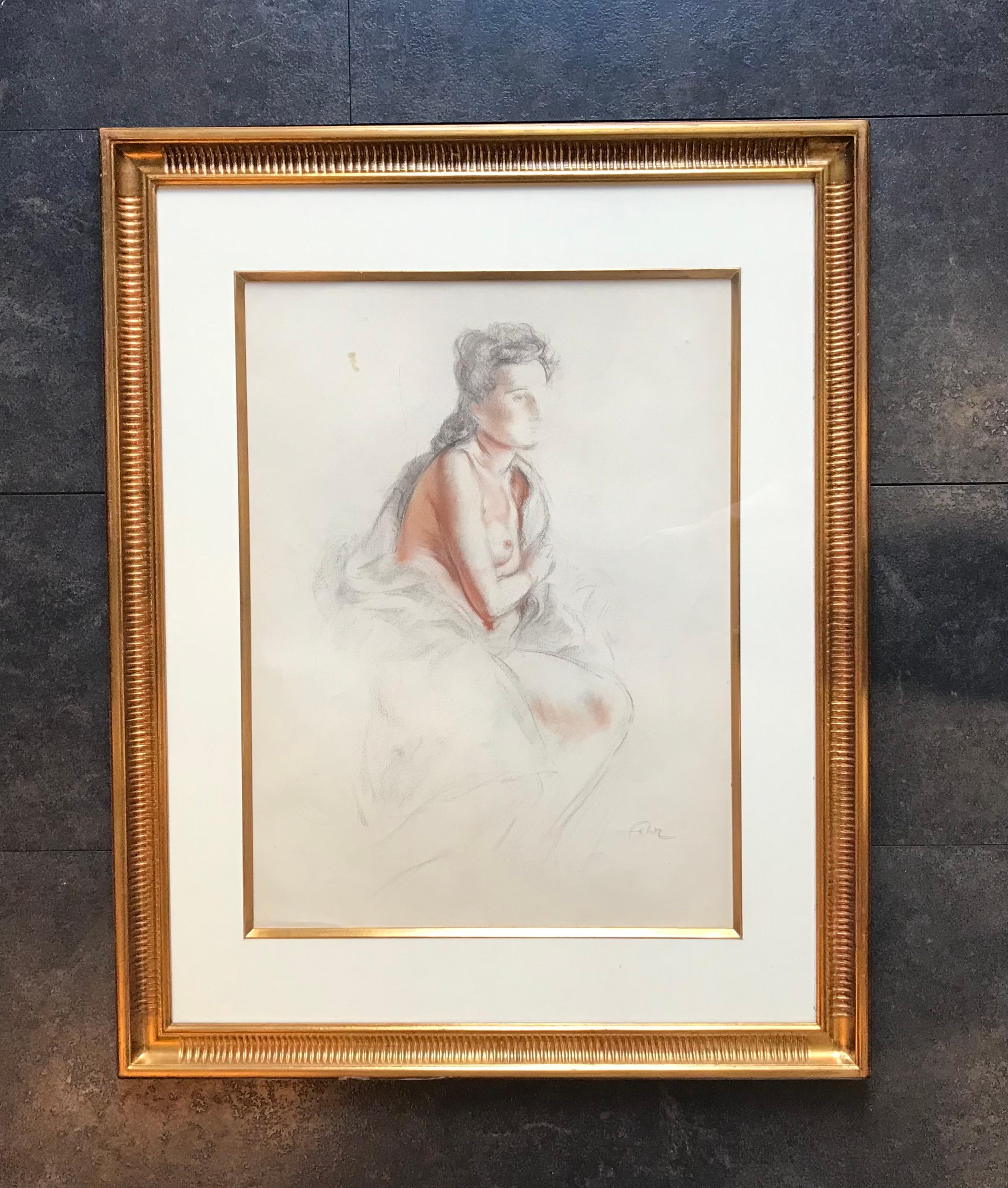 Sketch of woman by Henri Fehr - Drawing  For Sale 1
