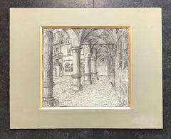 Courtyard by Marc Bodmer - Charcoal 35x36 cm