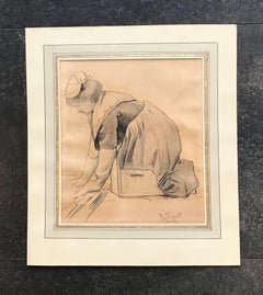 Housewife de Rodolphe Piguet - Drawing 21x24 cm