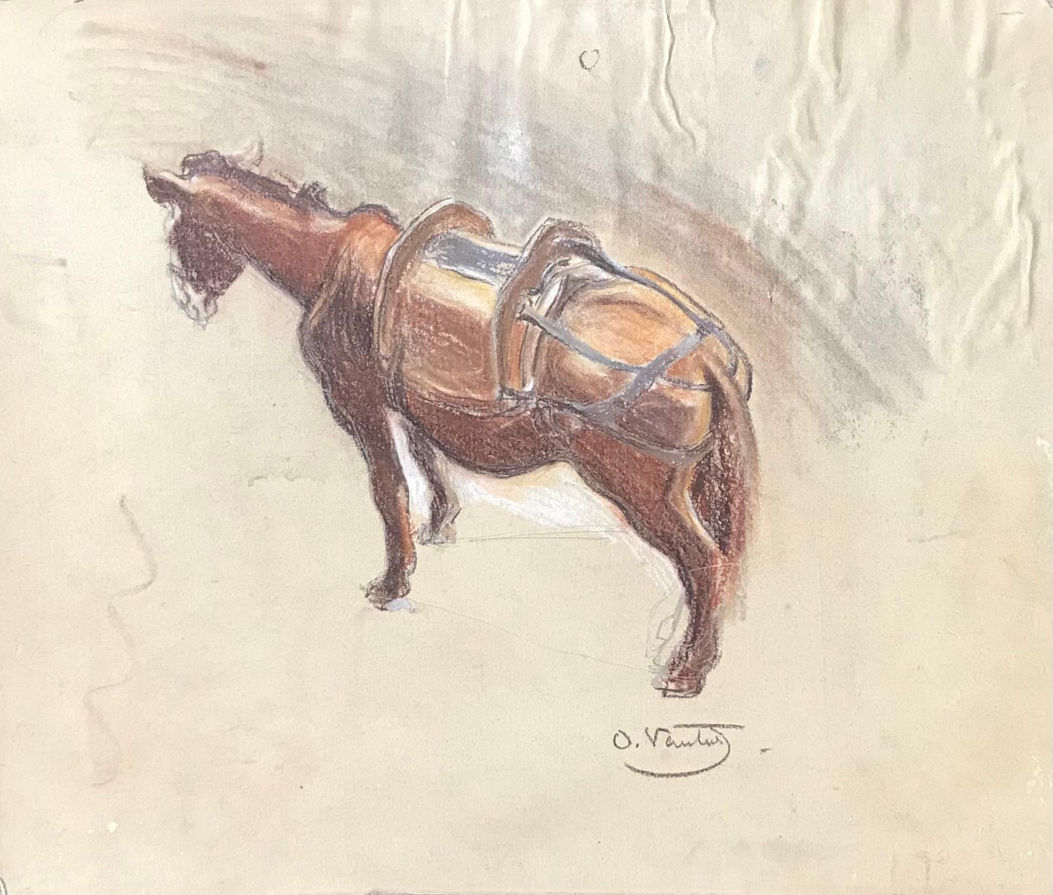 Pferdeskizze von Otto Vautier – Zeichnung auf Papier 31x37 cm