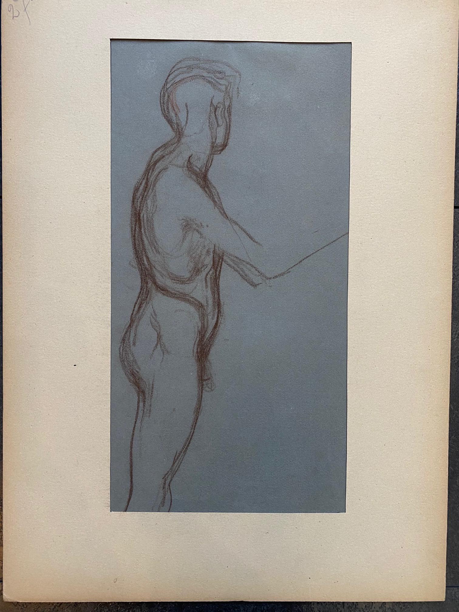 Sketch des Mannes von Otto Vautier - Bleistift auf Papier 22x45 cm im Angebot 3