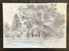 Landschaft von Paul Mathey – Bleistift auf Papier 30x43 cm