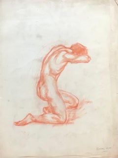 "Homme nu" par Emile Hornung - Pastel sur papier 50x65 cm
