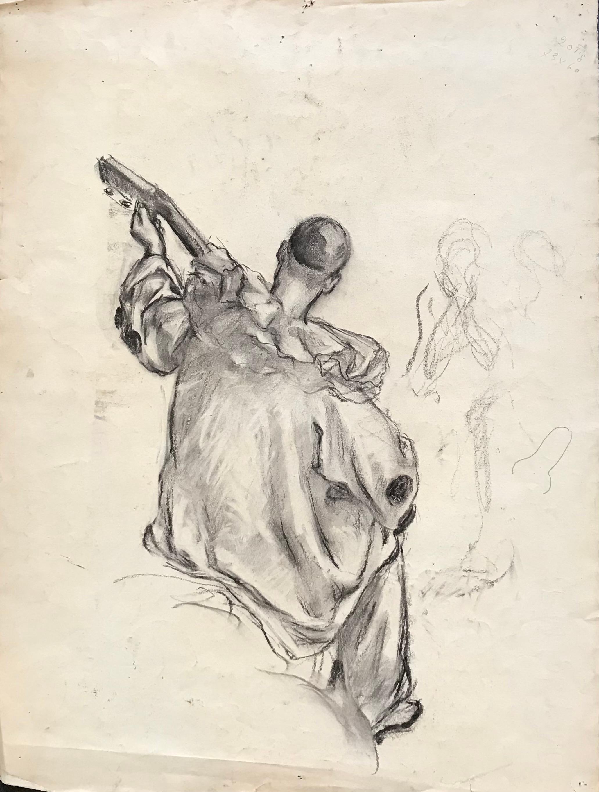 „ Junge Frau in Abendkleid“ von Emile Hornung – Zeichnung 43x57 cm im Angebot 3