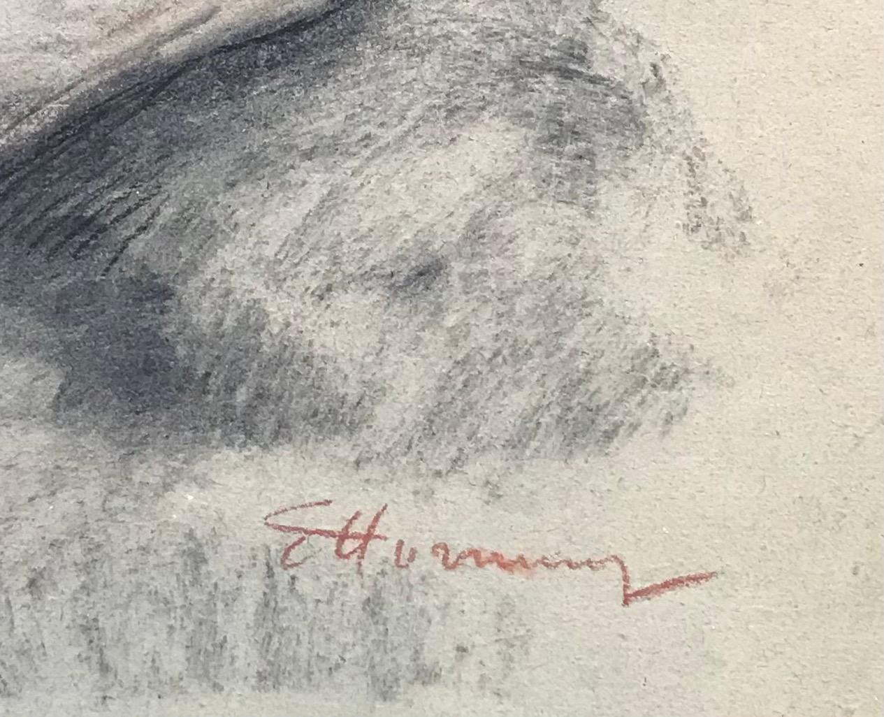 „Lying naked woman“ von Emile Hornung – Pastell auf Papier 65x49 cm im Angebot 1