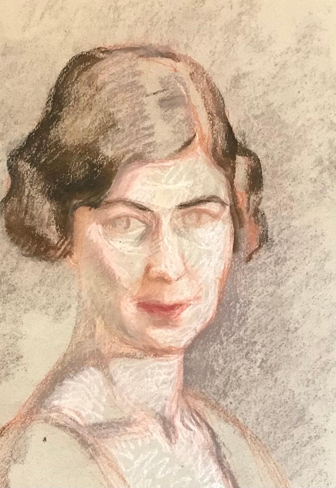 Porträt einer Frau von Emile Hornung - Pastell auf Papier 48x63 cm im Angebot 1
