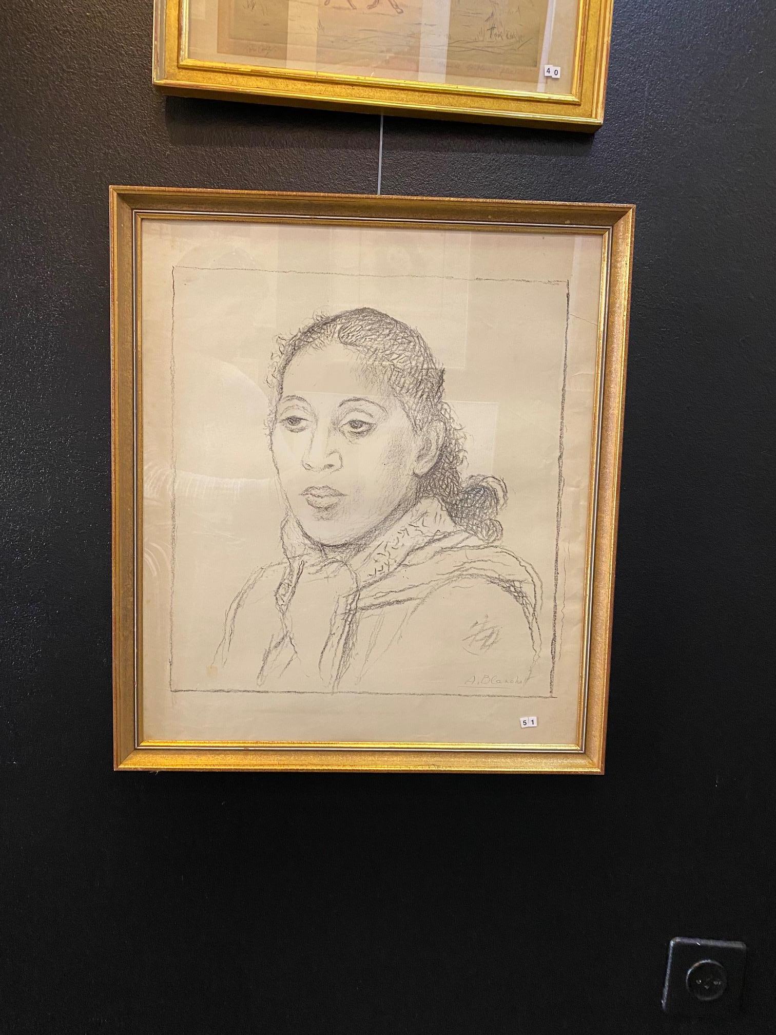 Eine junge Frau von Alexandre Blanchet – Pastell auf Papier, 50x56 cm im Angebot 2