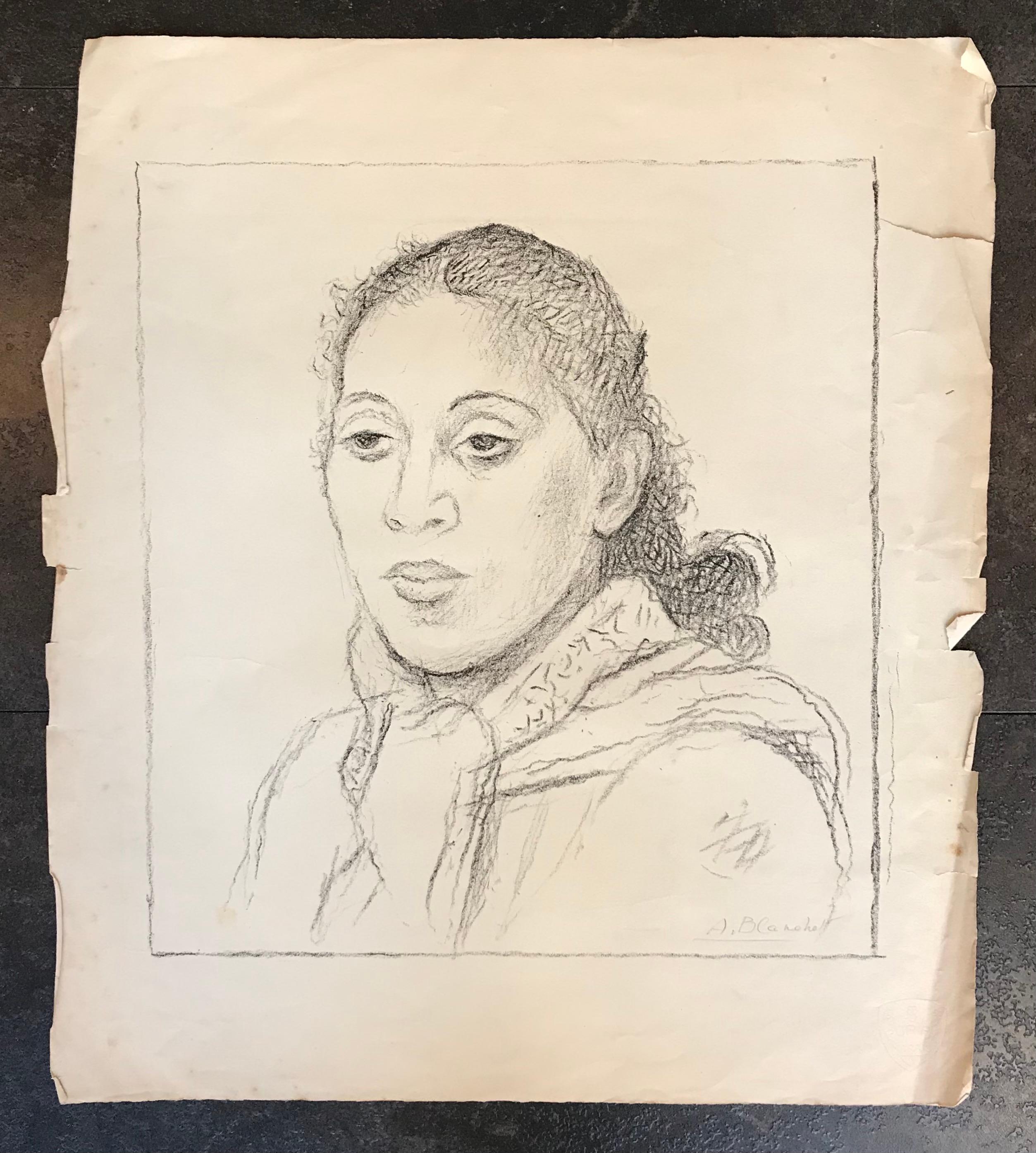 Eine junge Frau von Alexandre Blanchet – Pastell auf Papier, 50x56 cm im Angebot 3