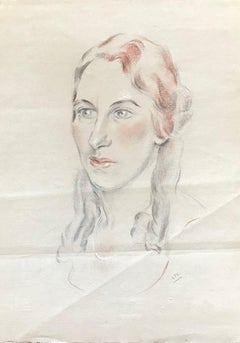 Zeichnung einer jungen Frau auf Papier 23x32 cm