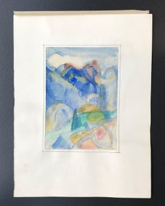 Schweizer Berge von Karl Speglitz - Aquarell 13x17 cm