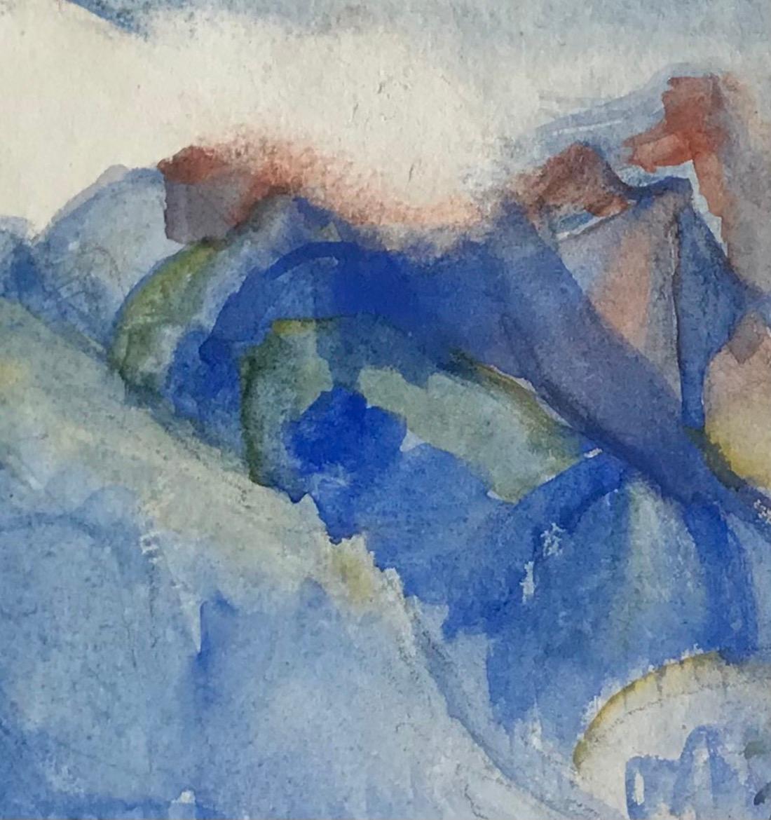 Swiss Mountain by Karl Speglitz - Watercolor 13x17 cm For Sale 4