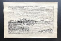 Neuenburgersee, Schweiz von Pierre Desaules - Zeichnung 20x29 cm