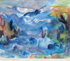 Landschaft von Karl Speglitz - Aquarell 11x13 cm