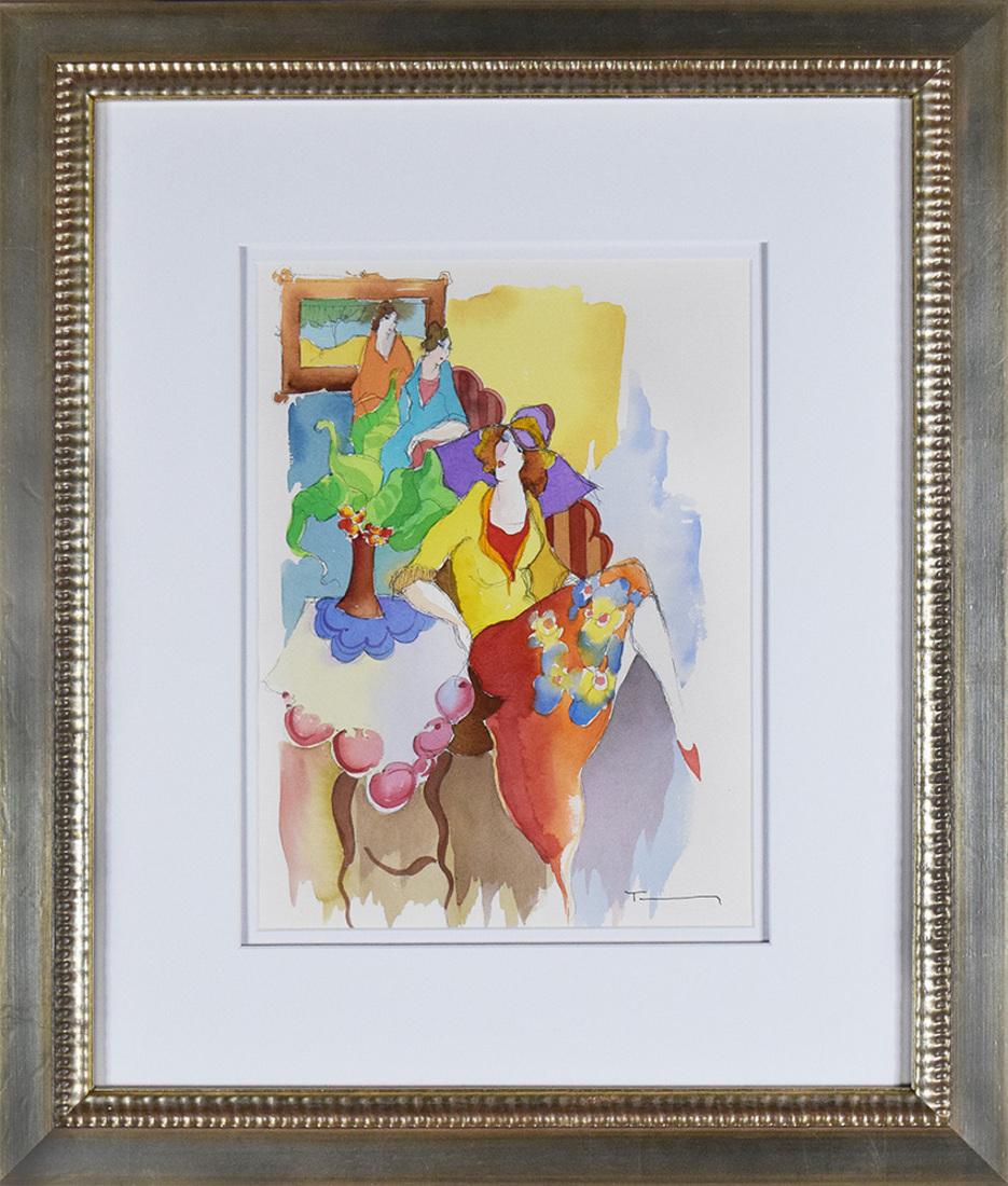 Itzchak Tarkay Figurative Art – "Buon Amici"