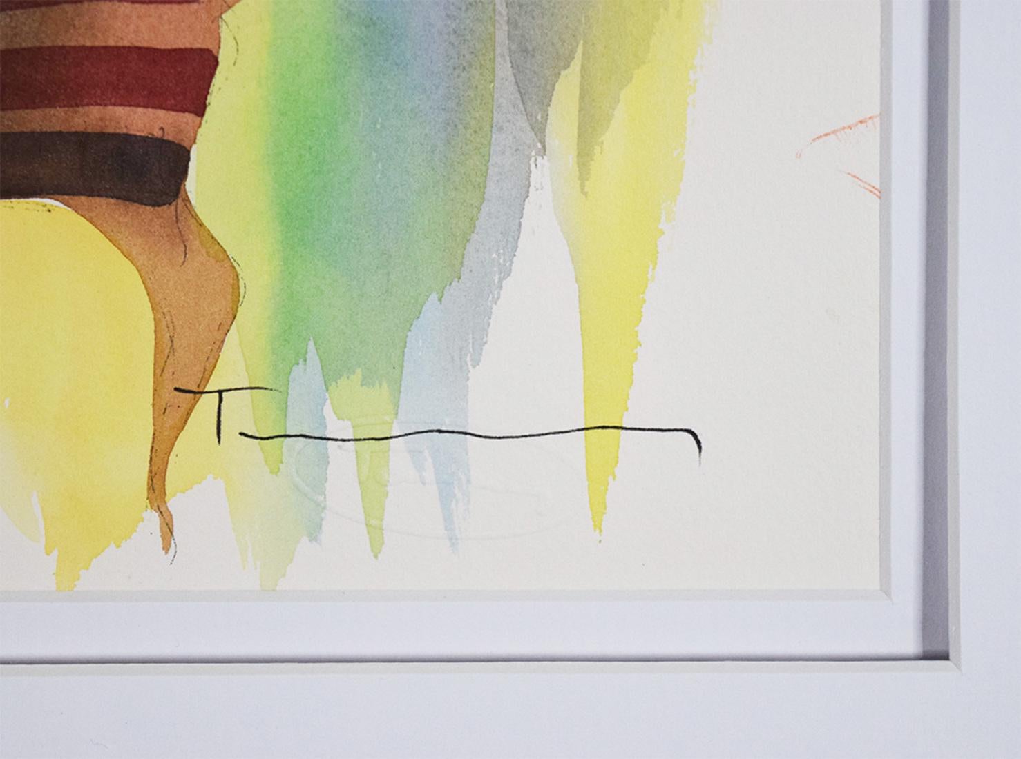 Aquarell in Mischtechnik auf Papier - signiert unten rechts. COA bereitgestellt. Blattgröße 12 