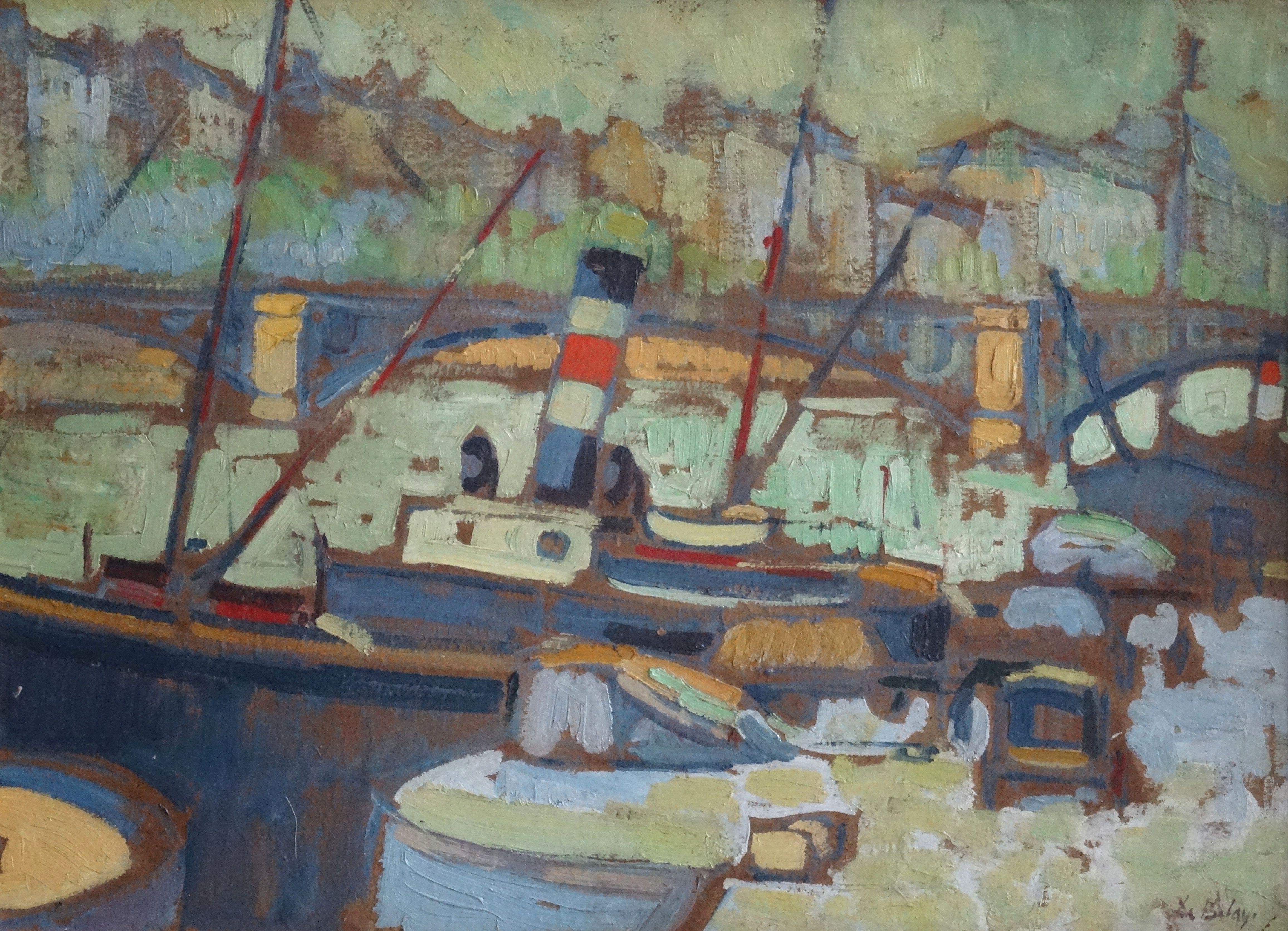 Pierre De Belay Landscape Painting - Paris, Seine. 1918/19, oil on cardboard, 38x52 cm