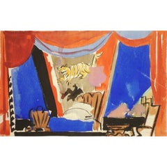 théâtre d'opéra contractuel scénographie des années 1930, papier, technique mixte, 15 x 24 cm