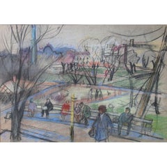 Outlook of the city. 1960. paper, pastel. 29x40 cm