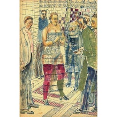 Discussione di partito. 1961, carta, tecnica mista, 30x20 cm