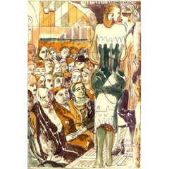 Desfile de moda. 1958, papel, técnica mixta, 21,2x14,2 cm