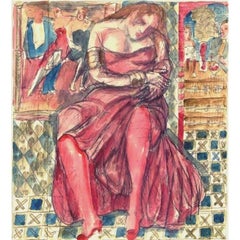 Sinner Magdalene à l'intérieur. 1947, papier, technique mixte, 19,5 x 17,5 cm