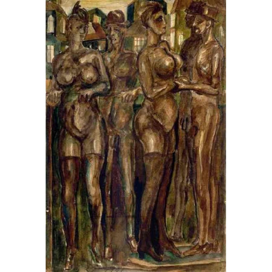 Adolfs Zardinsh Nude - Erotic night scene. 1941, paper, mixed technique, 30.4x19.6 cm