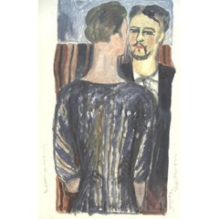 Danseurs. 1928, papier, technique mixte, 29x18,5 cm
