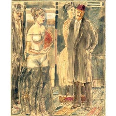 Messieurs and lady. 1962, watercolour and indian ink, 22.3x18 cm