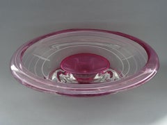 Vase en cristal rose, Pologne, 31x19 cm  signé par l'auteur