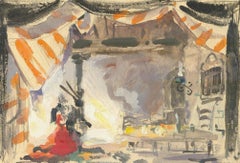 Stage painting sketch 7  Paper, mixed technique. 11.5x17 cm
