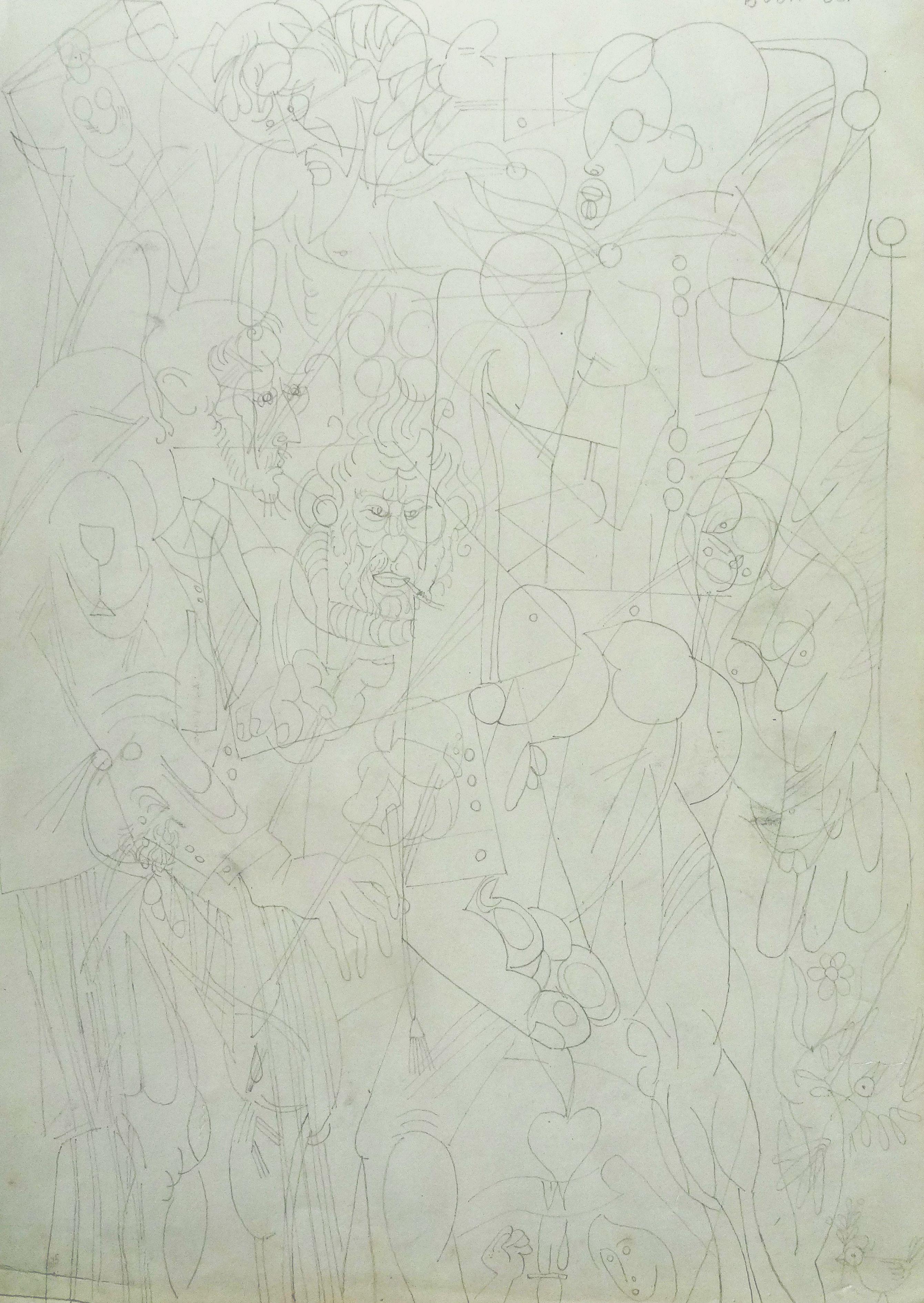 Composition with figures. 1968. Paper, pencil, 35x24.5 cm