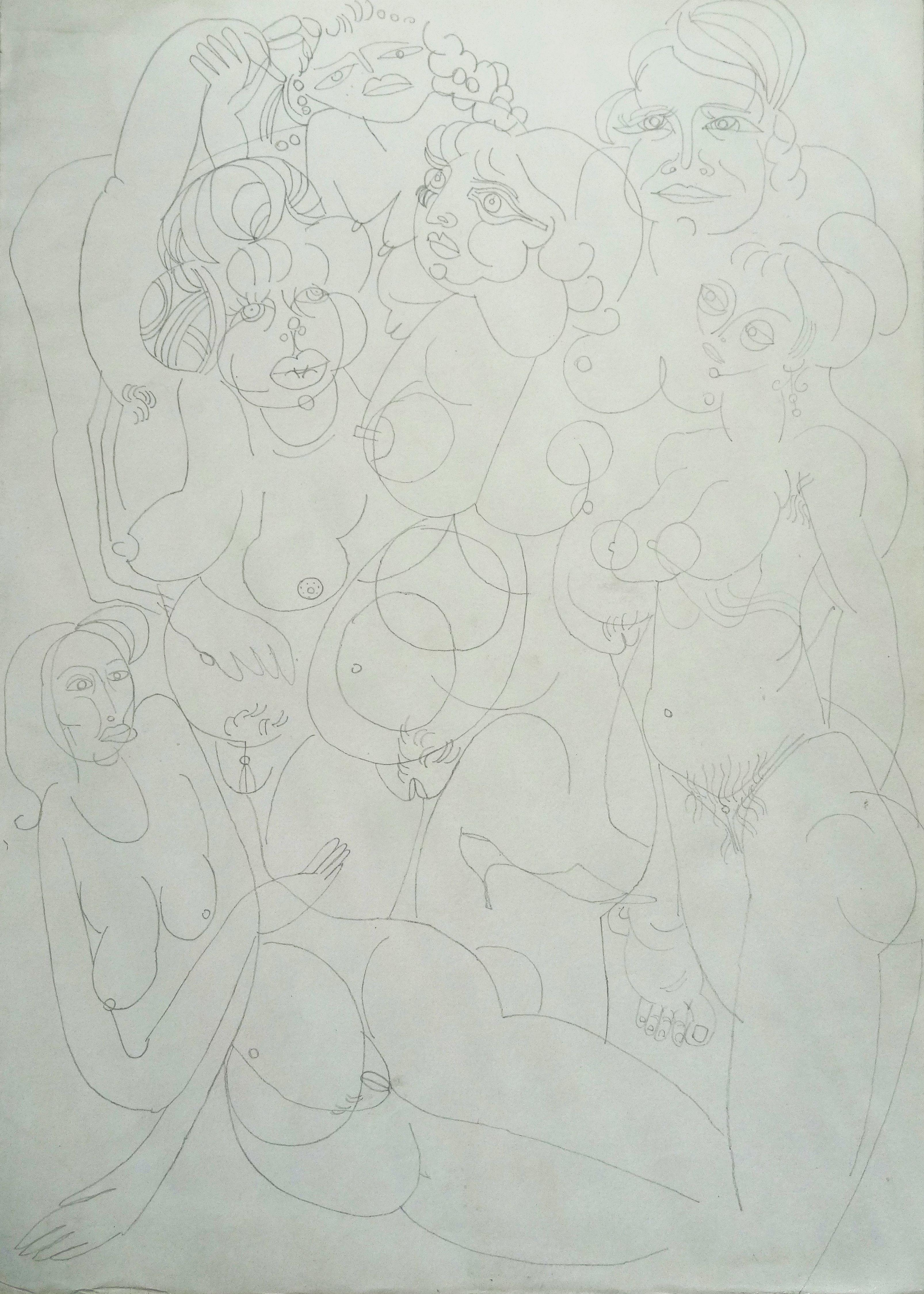 Composition with women. 1968. Paper, pencil, 35x24.5 cm