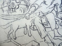 Par la fontaine. Papier, anthracite, 25 x40 cm