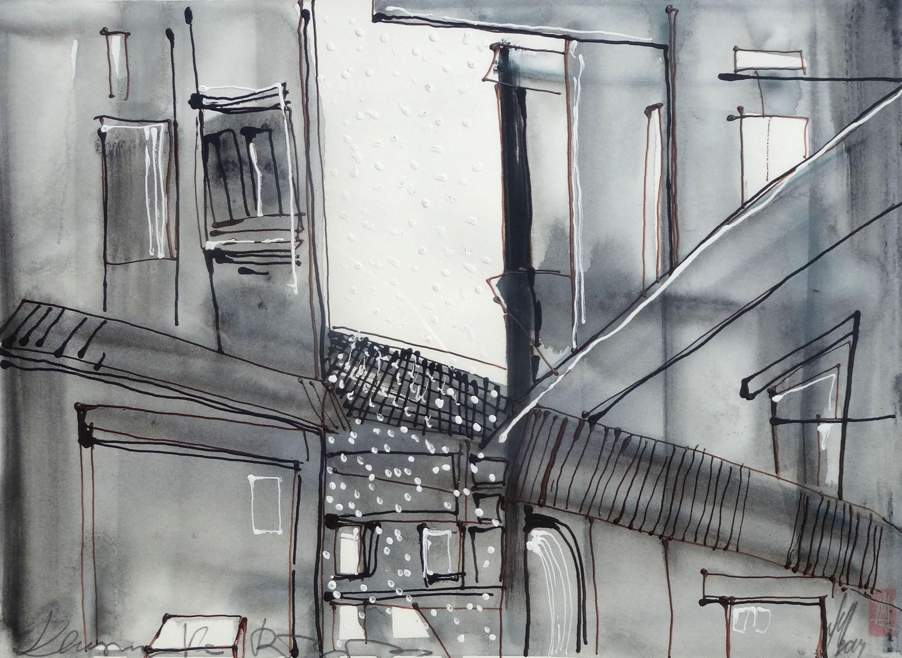 Maris Abilevs  Landscape Art - City. 2014, paper, watercolor, 35x49 cm